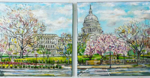 Capitol oil on canvas 2 panels each 30x30