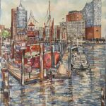 “Elbphilharmonie Hamburg” oil on canvas 54″ x 49″
